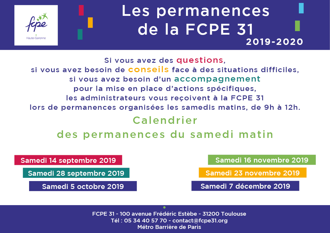 Permanences du samedi matin
