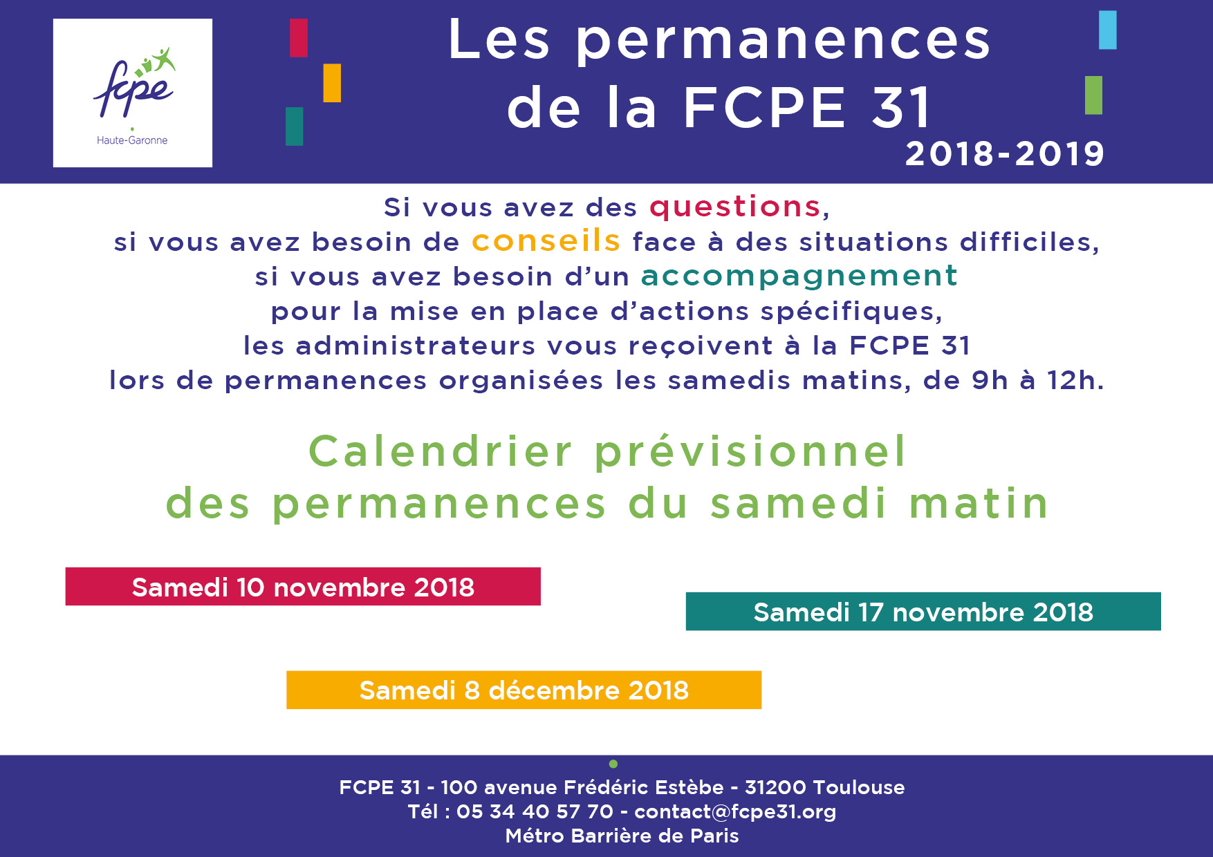permanences du samedi matin